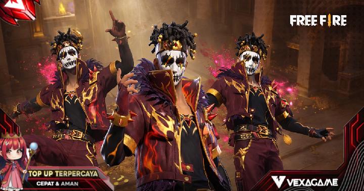 Ilustrasi pemain Free Fire sedang top up diamond, dengan simbol peringatan penipuan di sekitarnya, menggambarkan bahaya transaksi tidak aman menjelang Lebaran.