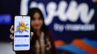 Tampilan antarmuka aplikasi Livin' by Mandiri yang siap melayani transaksi digital nasabah 24 jam penuh selama periode libur Lebaran.