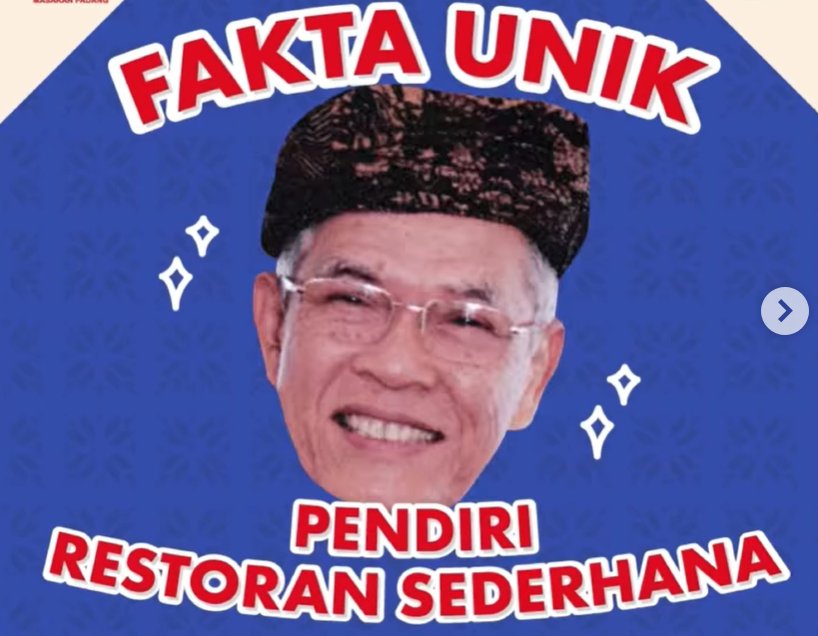 Potret seorang pria dengan latar belakang interior Rumah Makan Padang yang ramai, melambangkan kesuksesan kuliner dan semangat wirausaha.