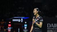Putri Kusuma Wardani (kanan) saat bertanding di babak 16 besar Swiss Open 2026, berhasil mengamankan tempat di perempat final.