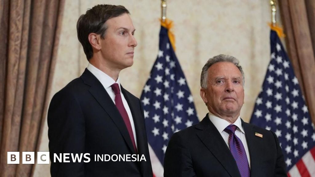 Presiden Donald Trump dan simbol perundingan diplomatik yang terhambat di tengah ketegangan AS-Iran.