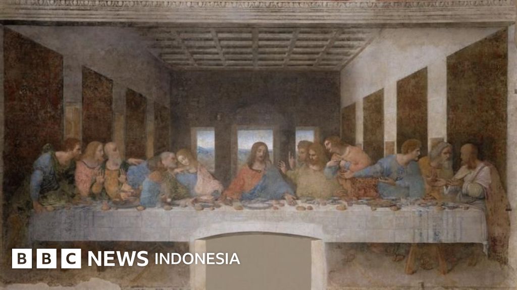 Lukisan Perjamuan Terakhir karya Leonardo da Vinci, yang secara populer menggambarkan momen krusial dalam tradisi Kristen.