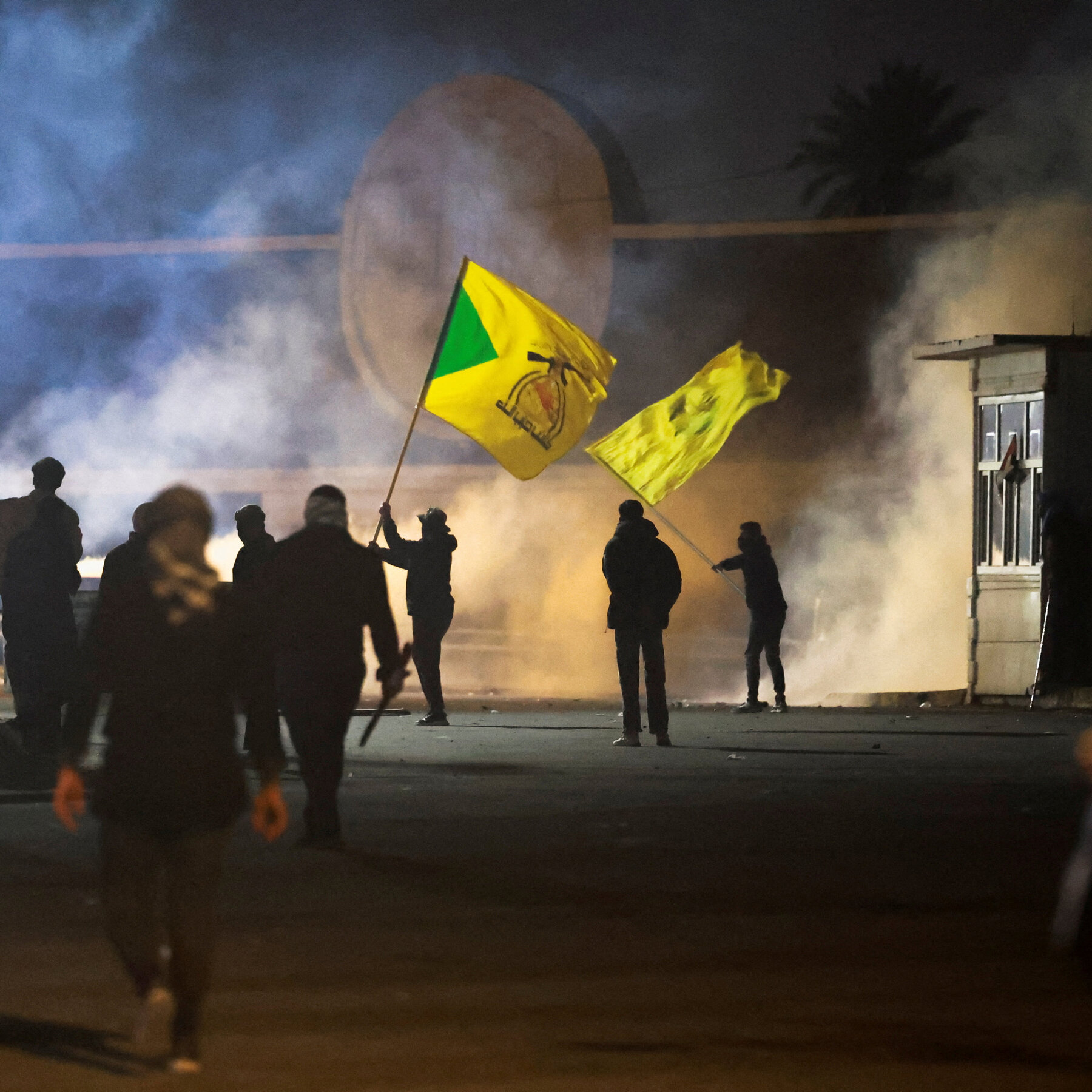 Ilustrasi simbol Kataib Hezbollah, kelompok proksi Iran yang komandannya didakwa atas tuduhan merencanakan serangan di Amerika Serikat.