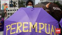Ilustrasi simbol perempuan dan payung hukum yang melindunginya, menggambarkan Rancangan Peraturan Daerah (Raperda) Perlindungan Perempuan di DKI Jakarta.