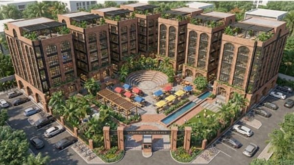Render artistik kawasan terpadu Urbanova di Surabaya Timur, yang digagas sebagai edu-hub pertama di Indonesia oleh DMS Propertindo.