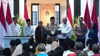 Presiden Prabowo Subianto saat menyampaikan pidato yang menyoroti dedikasi dan kesehatan para menterinya di Nganjuk.