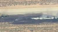 Puing-puing pesawat bomber B-52 milik Angkatan Udara AS setelah kecelakaan fatal di Pangkalan Udara Edwards.