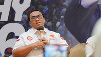 Presiden KSPSI Andi Gani Nena Wea memberikan pernyataan terkait rencana pemerintah ambil alih PT Granito.