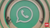 Seorang pengguna sedang memeriksa notifikasi WhatsApp pada layar ponsel pintarnya.