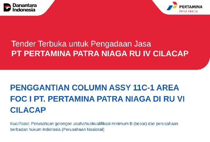 Tampilan kompleks fasilitas kilang PT Pertamina Patra Niaga RU IV Cilacap, lokasi proyek penggantian komponen krusial Column Assy 11C-1 yang strategis.
