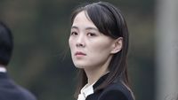 Adik pemimpin Korea Utara Kim Jong Un, Kim Yo Jong, saat menyampaikan pernyataan resmi. Pyongyang kerap merespons keras pengembangan kapasitas militer negara tetangga sebagai ancaman.