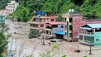 Gambaran potensi dampak banjir bandang dahsyat akibat runtuhnya gletser di pegunungan Himalaya yang melanda Nepal dan Tibet, menyebabkan kehancuran masif.