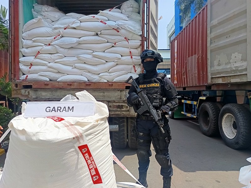 Puluhan kontainer berisi beras dan garam impor ilegal yang disita Bea Cukai, merespons ancaman terhadap swasembada pangan nasional.