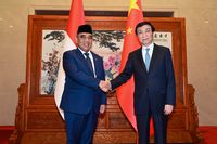 Ketua MPR RI Ahmad Muzani (kanan) dan Ketua Parlemen Tiongkok Wang Huning (kiri) dalam pertemuan bilateral yang menegaskan komitmen kedua negara terhadap prinsip Satu China dan penguatan kerja sama.