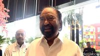 Ketua Umum Partai NasDem, Surya Paloh, saat menyampaikan pandangannya mengenai Rancangan Undang-Undang Perampasan Aset.