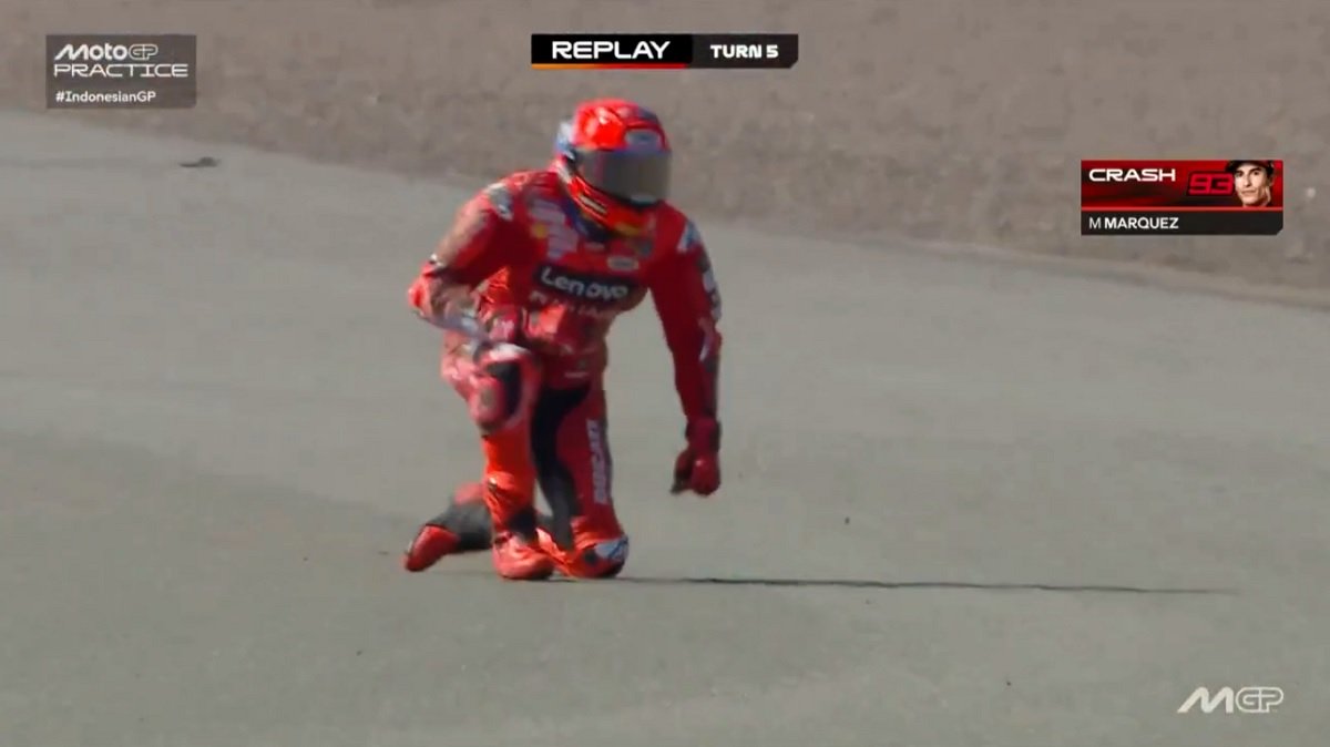 Marc Marquez beraksi di Sirkuit Internasional Mandalika, yang ia sebut sebagai sirkuit terburuk di mata pandangan kalender MotoGP 2026.