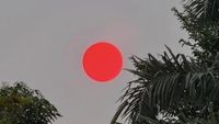 Matahari tampak kemerahan di cakrawala, efek optik atmosfer yang dijelaskan oleh BMKG.
