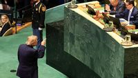 Presiden Donald Trump saat menyampaikan pidato di Majelis Umum PBB, menyoroti isu Gaza dan Iran, serta menyampaikan terima kasih kepada Indonesia atas kontribusinya bagi perdamaian global.