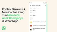 Tampilan antarmuka ponsel yang menampilkan pengaturan privasi WhatsApp, mengilustrasikan opsi kendali orang tua untuk akun anak.