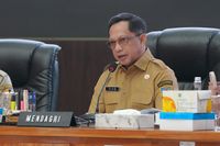Menteri Dalam Negeri Tito Karnavian saat memberikan arahan mengenai pentingnya pengendalian inflasi daerah.